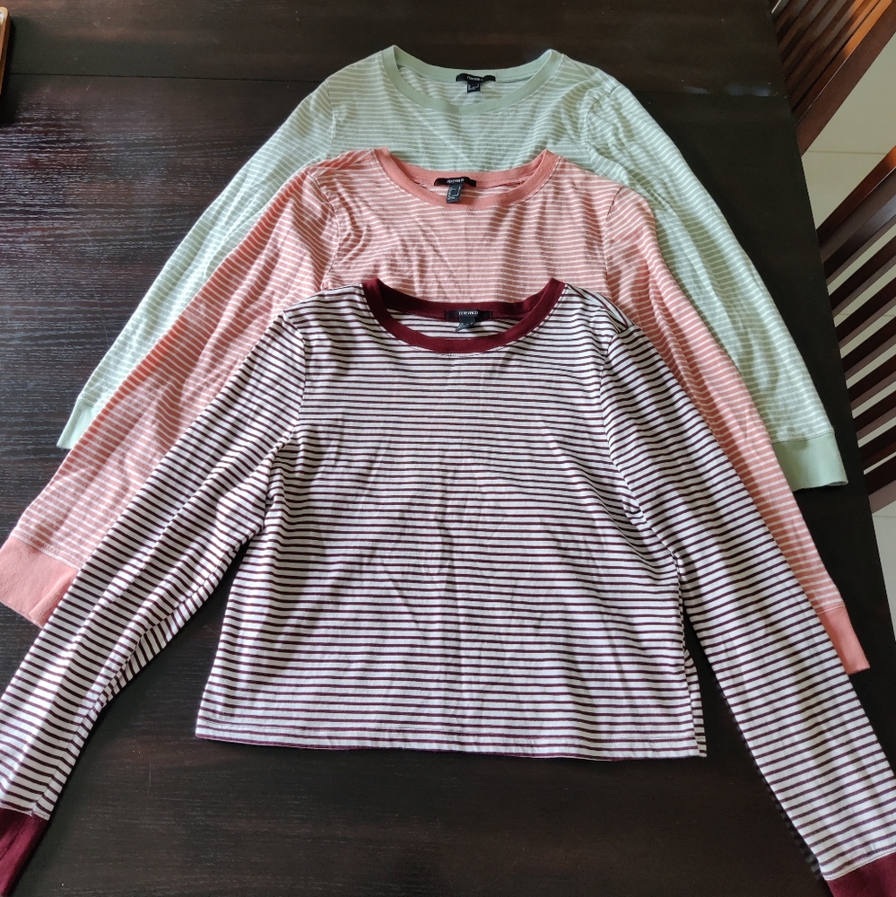 Forever 21 Lot of 3 Long Sleeve Crop Tops Size L
